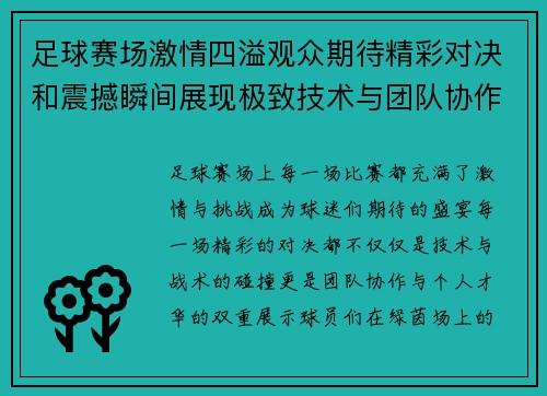 足球赛场激情四溢观众期待精彩对决和震撼瞬间展现极致技术与团队协作